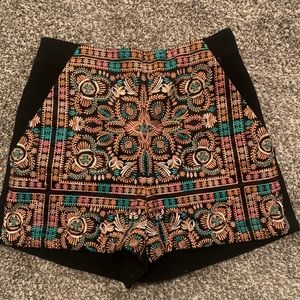 Topshop High Waisted Embroidered Shorts